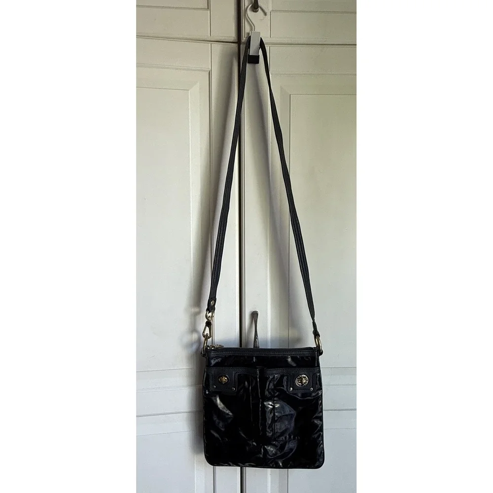 Marc by Marc Jacobs Totally Turnlock Sia Crossbody Bag Black Patent‎ Leather
